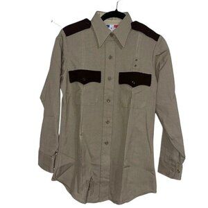 Flying Cross All Weather Deluxe Tropical Shirt M 34 Beige With Dark Accents